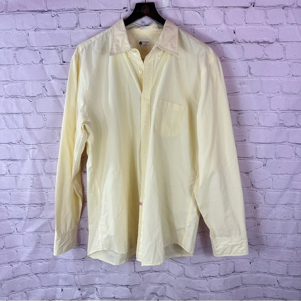 J. Crew shirtings Washed Casual pale yellow button down tailored fit Shirt sz XL